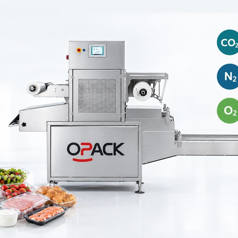 opack-industrial-packaging-showcase OPACK modifiye atmosfer paketleme makinesi ve MAP gaz karışım oranları: CO₂ %20-70, N₂ %0-80, O₂ %0-10